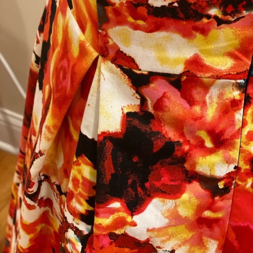 NWT Liz Claiborne Floral Fit Flare Dress Multicolor Sleeveless 8 Red Pink